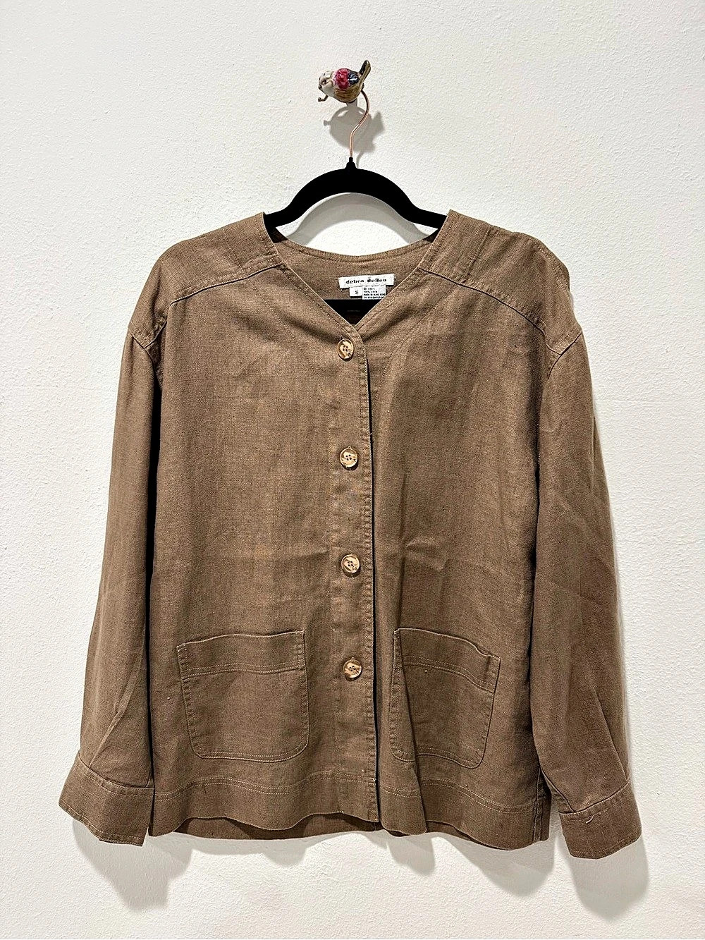 Debra deRoo Linen Utility Jacket in Brown Size Small